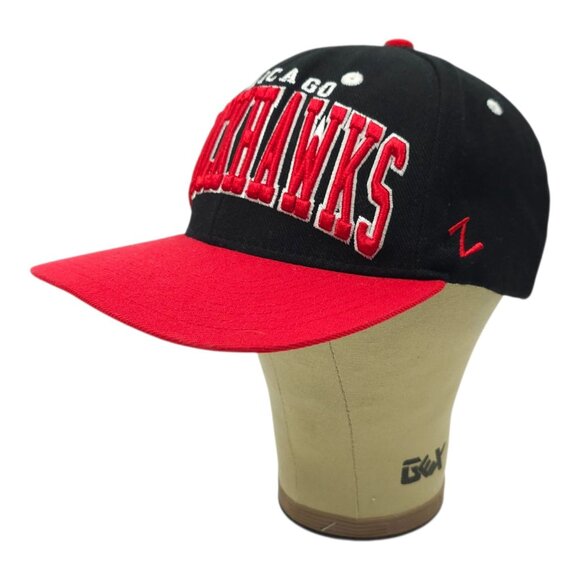 Chicago Blackhawks NHL Cap Vintage Zephyr Snapback Black Red 3D Embroidered Hat - Picture 2 of 13